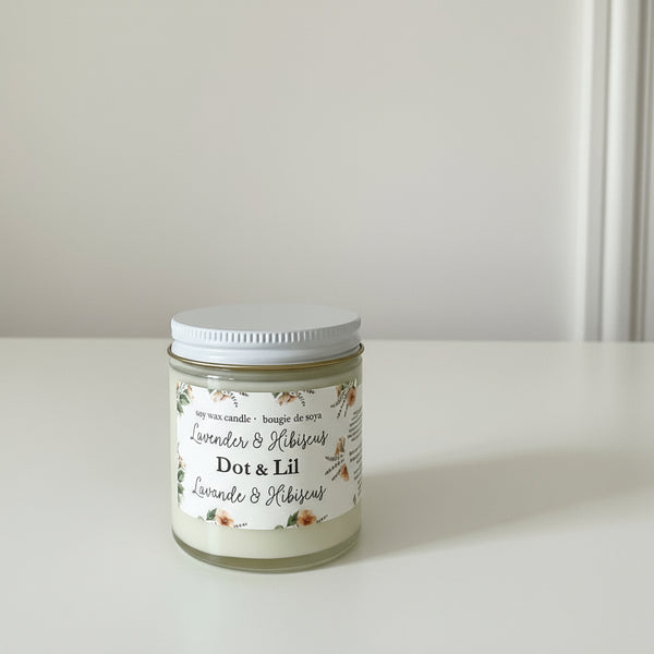 small Lavender & Hibiscus soy candle 3.5 oz