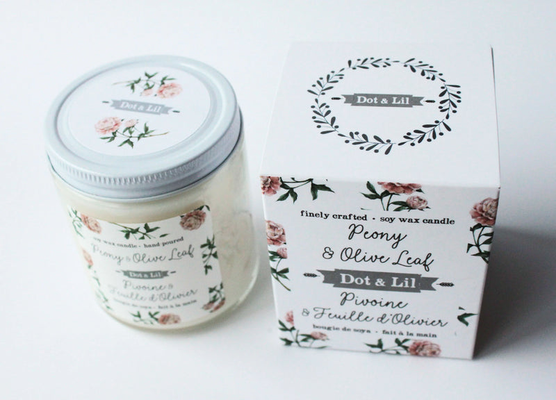 Heirloom Peony Scented Soy Wax Candle 7.2 Oz in Glass Container